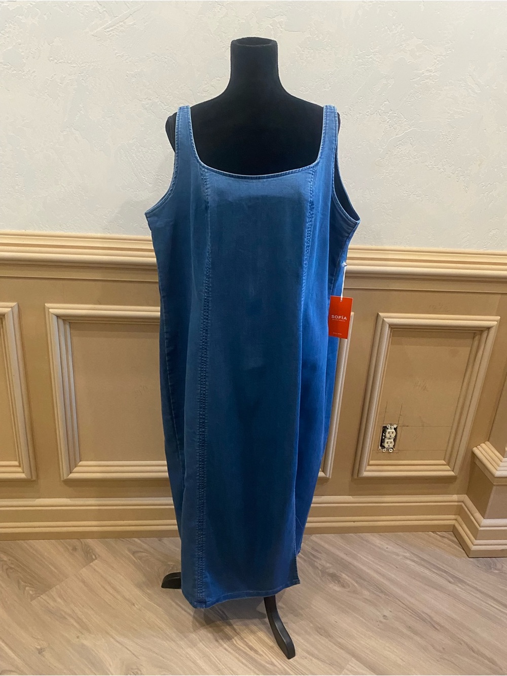 Women's Blue Denim Tank Midi Dress - Size 2X
